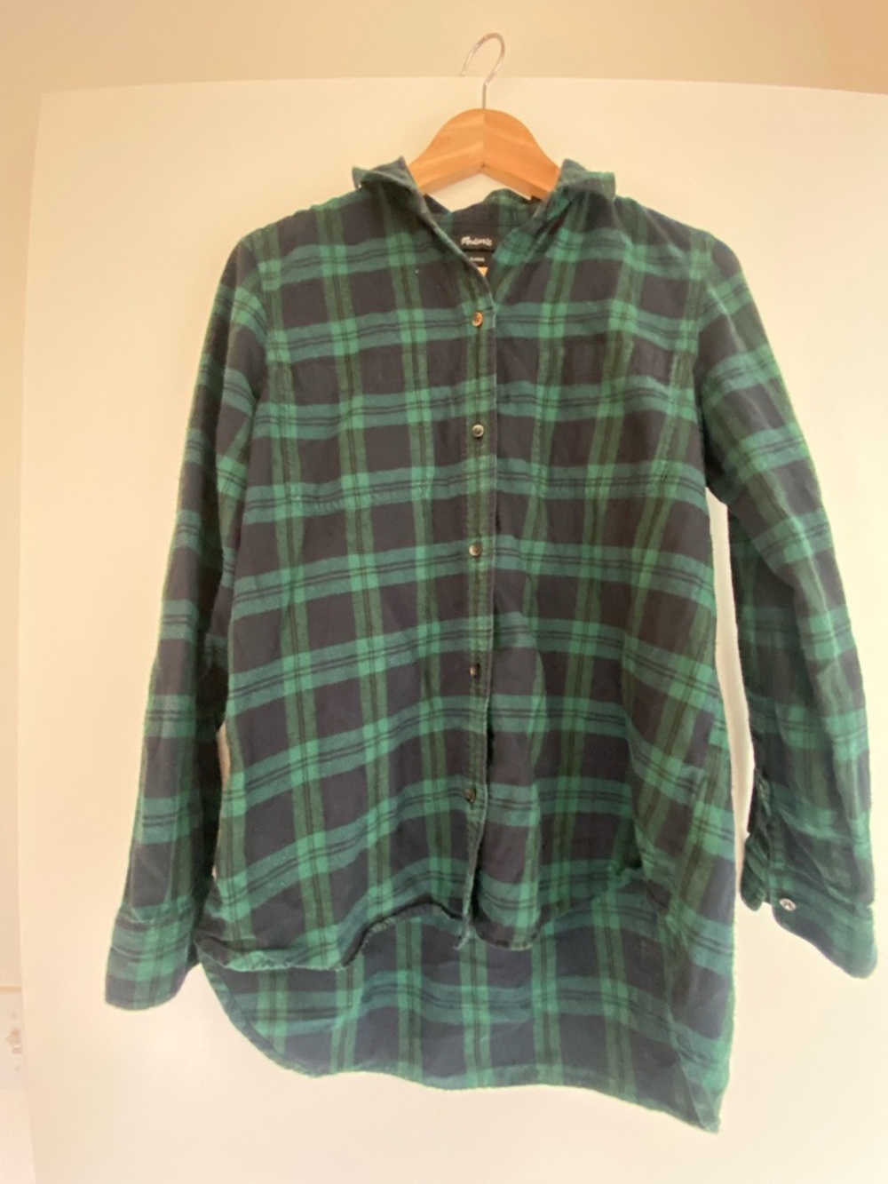 Madewell Black and Green Plaid Shirt